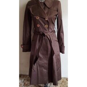 Milly of New York Size 0 Brown Belted Trench Coat Double Breasted